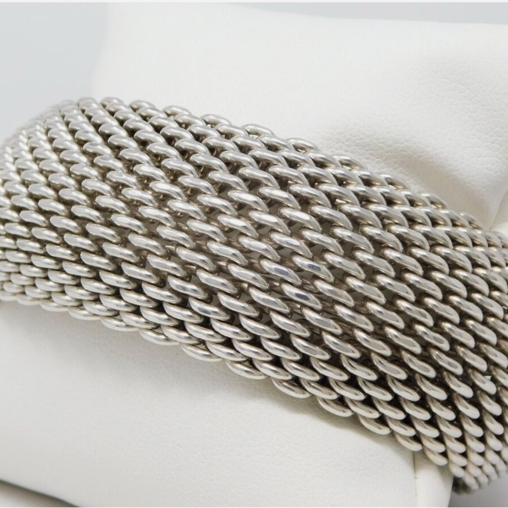 Tiffany & Co. Sterling Silver 925 Somerset Mesh Weave Bangle Bracelet